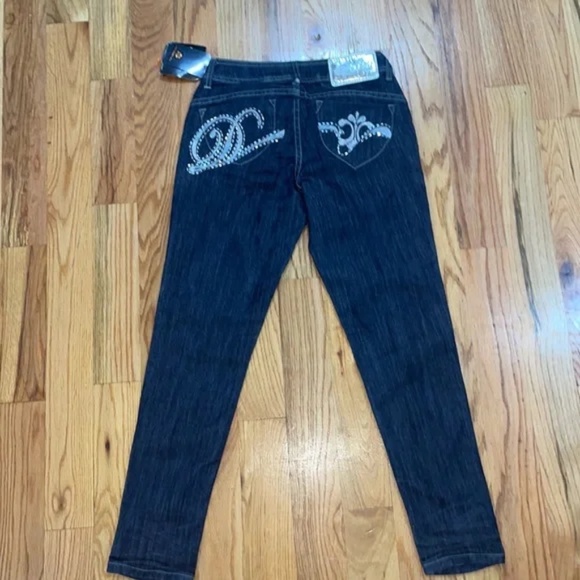 NEW Y2K Dereon Beyonce Studded stretch Denim Cropped Capri Jeans 7 /8 - Picture 5 of 15